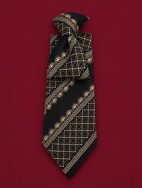 Vintage TITCHE'S Man Shop Dallas Navy Blue Patterned Men's Clip-on Tie
